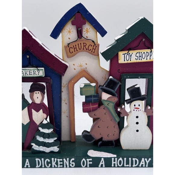 Christmas Dickens Wooden Table/Mantle Holiday Decoration Snowman Town Village - Picture 3 of 10